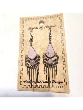 Spirit of Nature Southwestern Handcrafted Native Earrings Pink Stone Dangle